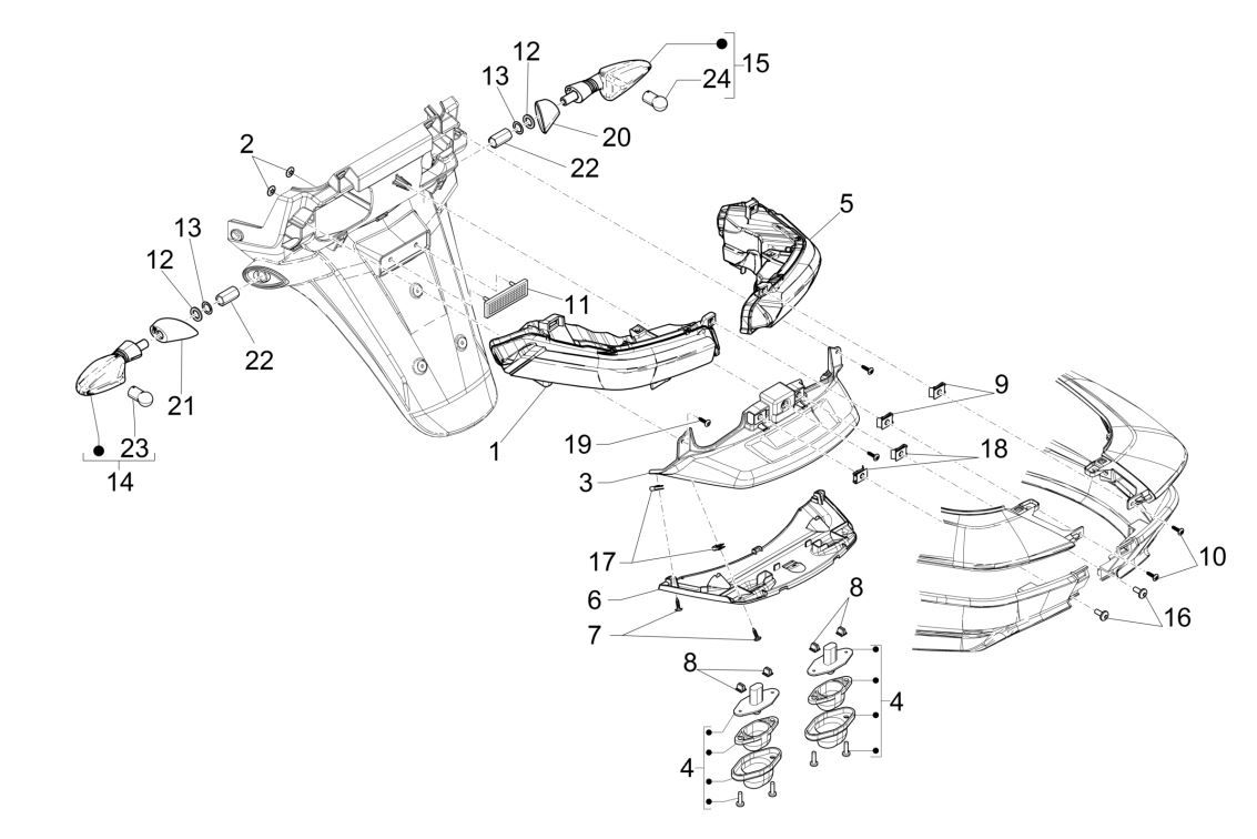 Rücklichter - Piaggio MP3 300 ie E4 LT BUSINESS - SPORT NOABS-ABS 2016 - 2018 (EMEA)
