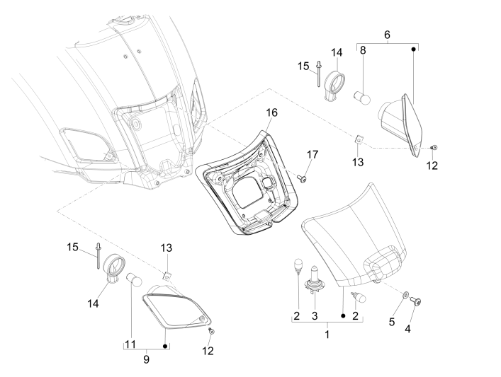 Rücklichter Vespa GTS 250 dh 2005-2016 (ohne ABS)