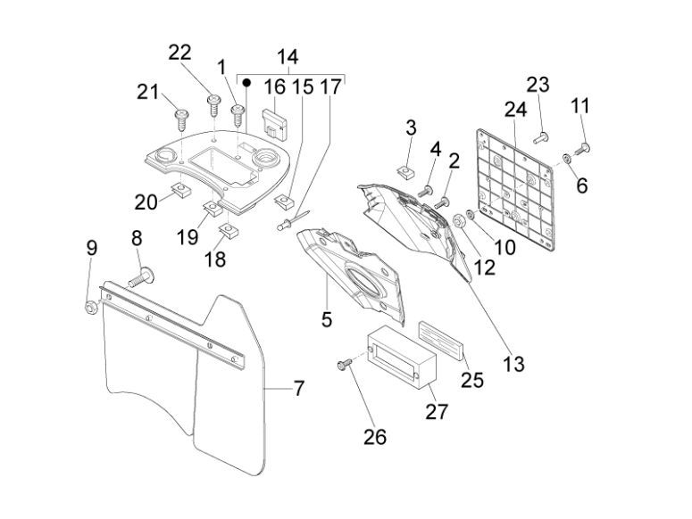 Batteriedeckel Heckkotflügel Vespa Lx 2-Takt schwarz 98/A