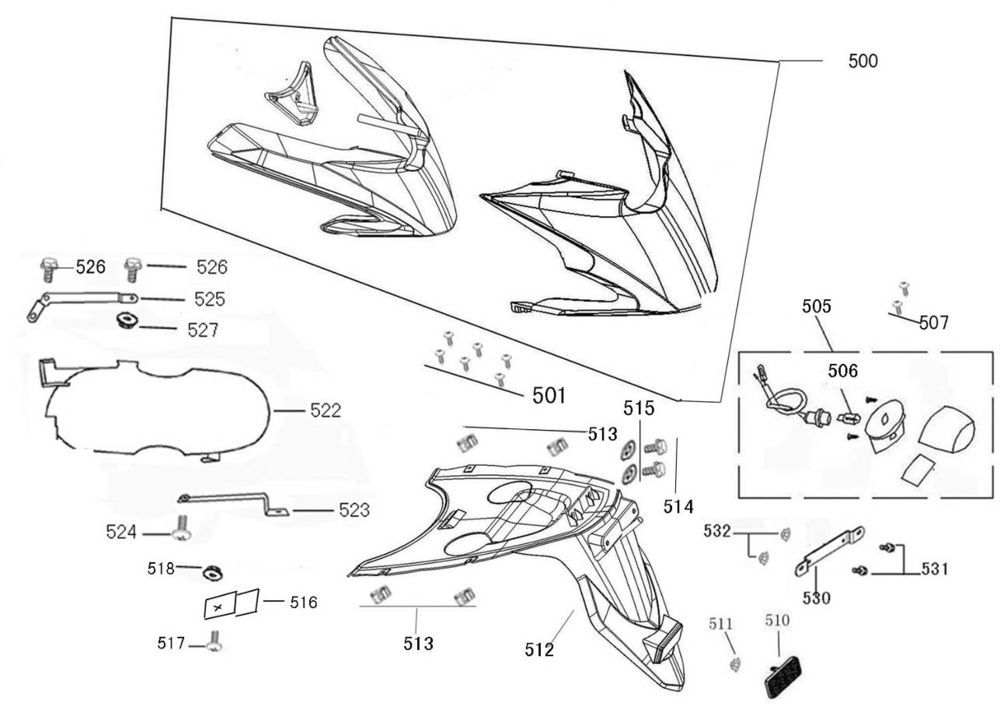Kotflügel hinten China R8 flach mattes Anthrazit
