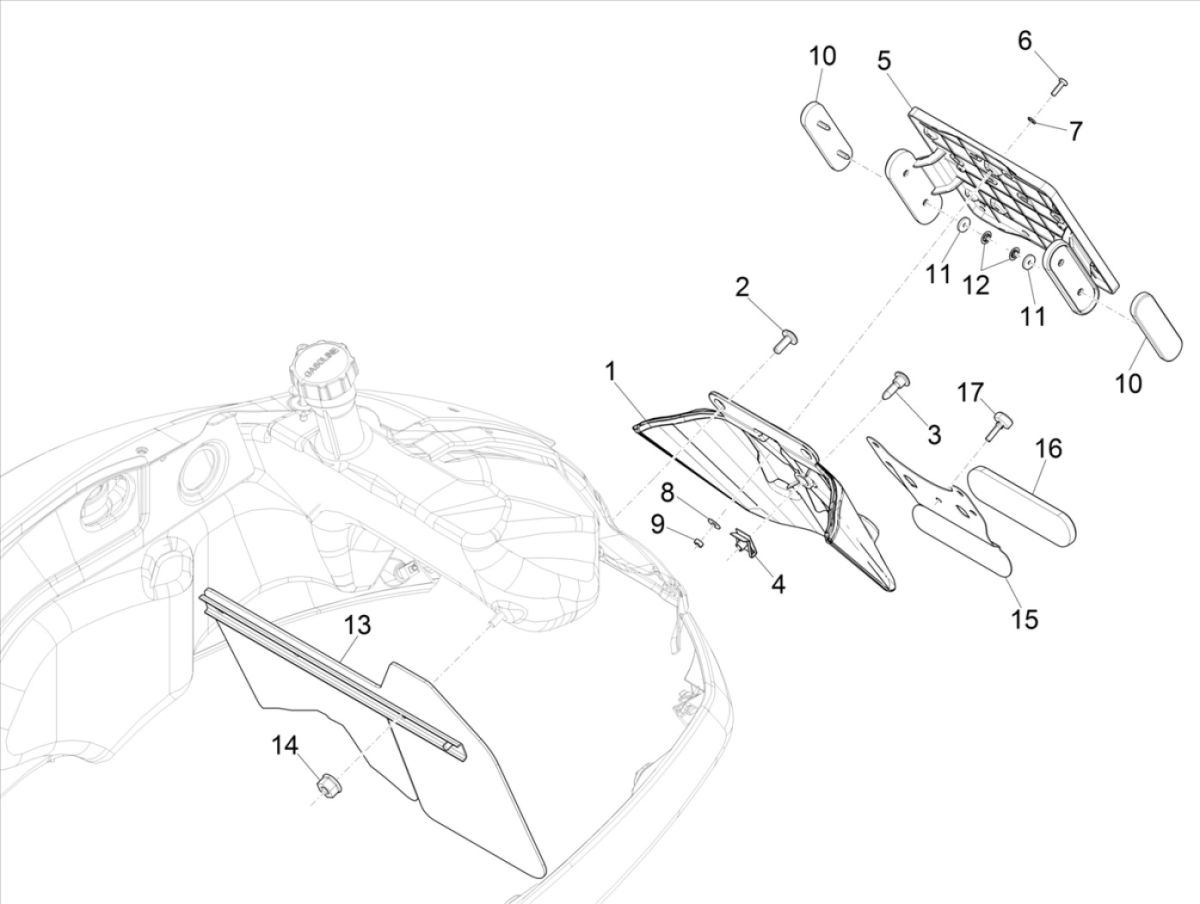 Hinterradschutzblech Vespa GTS 300 HPE 4T 4V IE ABS E4 2019 (EMEA)