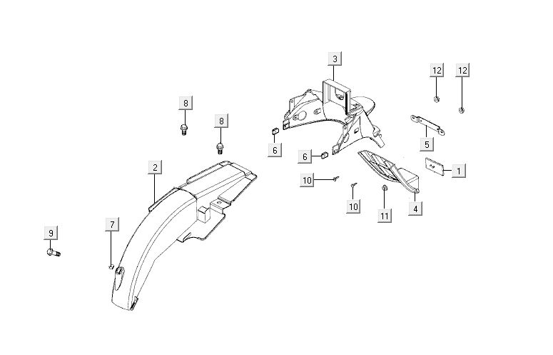 Kotflügel hinten Kymco Activ 4-Takt blau-schwarz