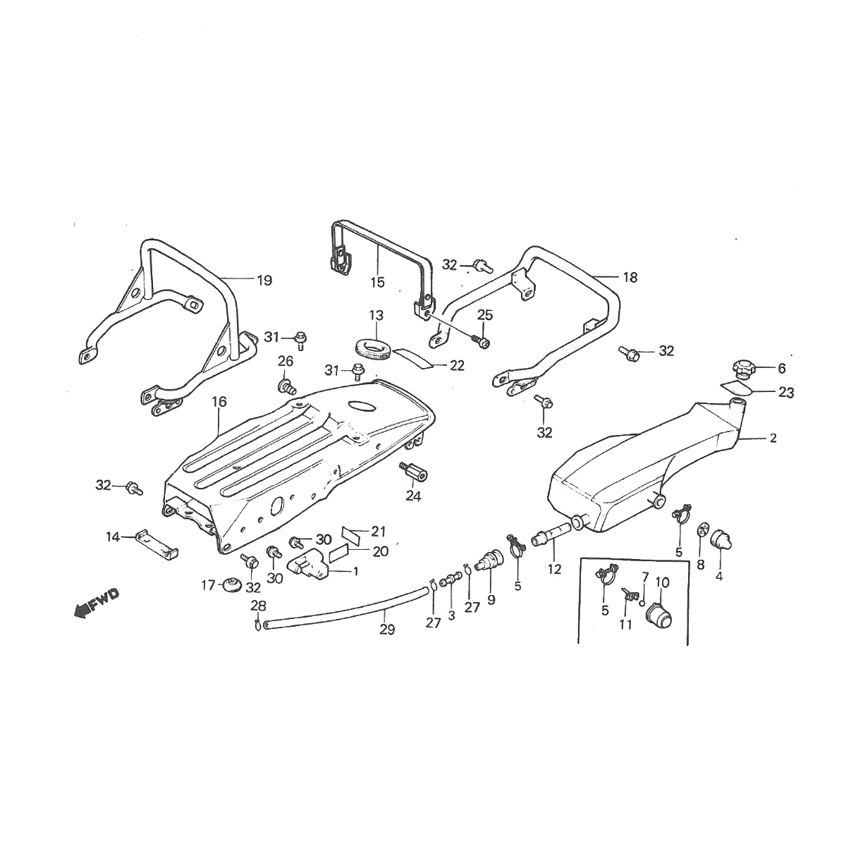 Hinterradschutzblech - Honda MT50 Öltank