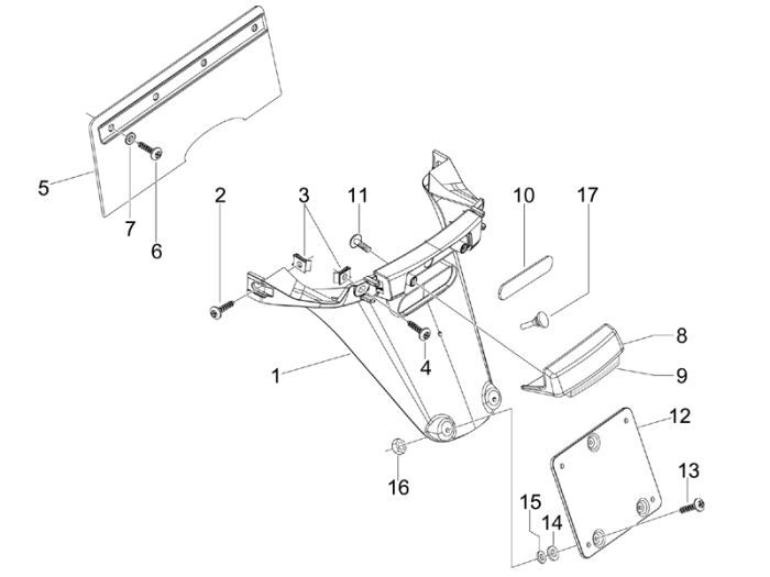 Kotflügel hinten Vespa S 2-Takt grau titanio 742/B