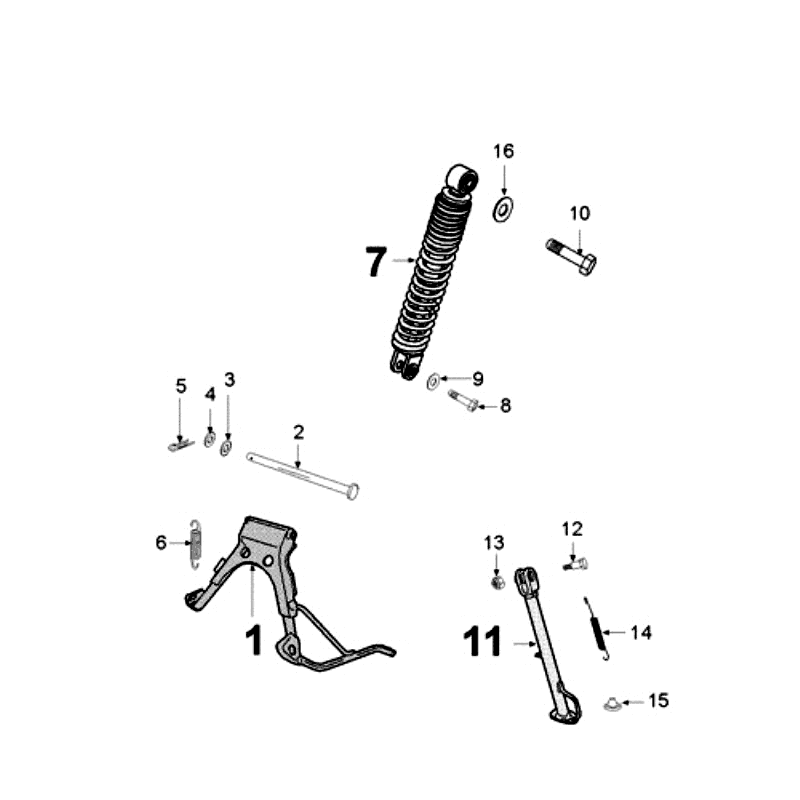 Teleskop hinten und Ständer Peugeot New Vivacity 2-Takt Dunkelblau
