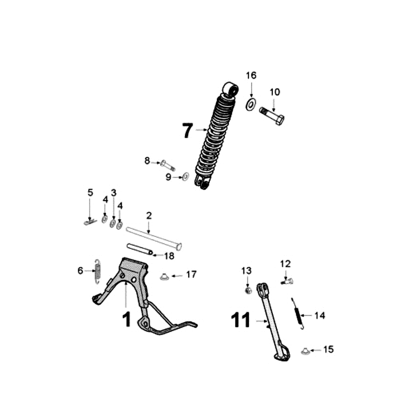 Teleskop hinten und Ständer Peugeot New Vivacity 4-Takt Blau