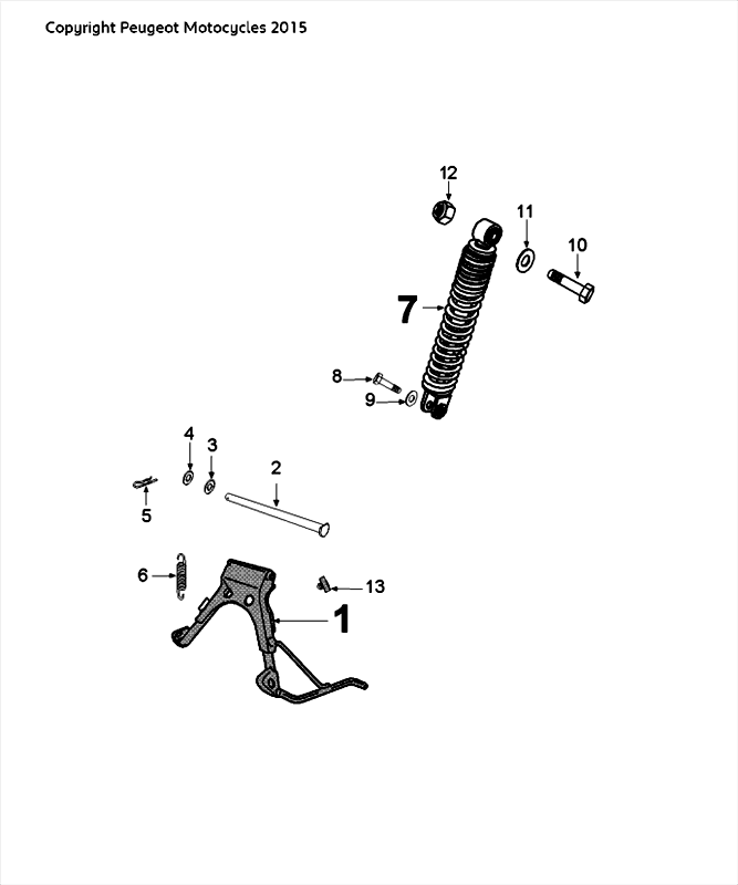 Teleskopständer hinten Peugeot Speedfight 4 LC schwarz/blau