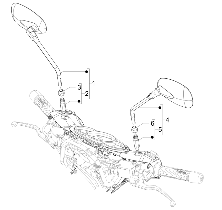 Rückspiegel/e Piaggio Beverly 125 RST 4T 4V IE E3 2010-2015 (EMEA)