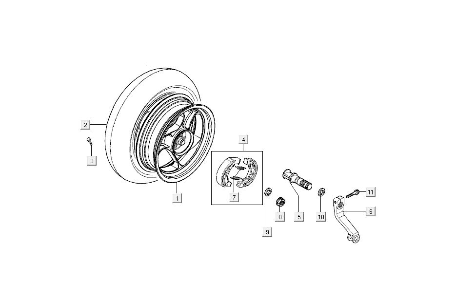 Hinterradbremse Kymco Super9 AC 2-Takt nm Silber - Schwarz