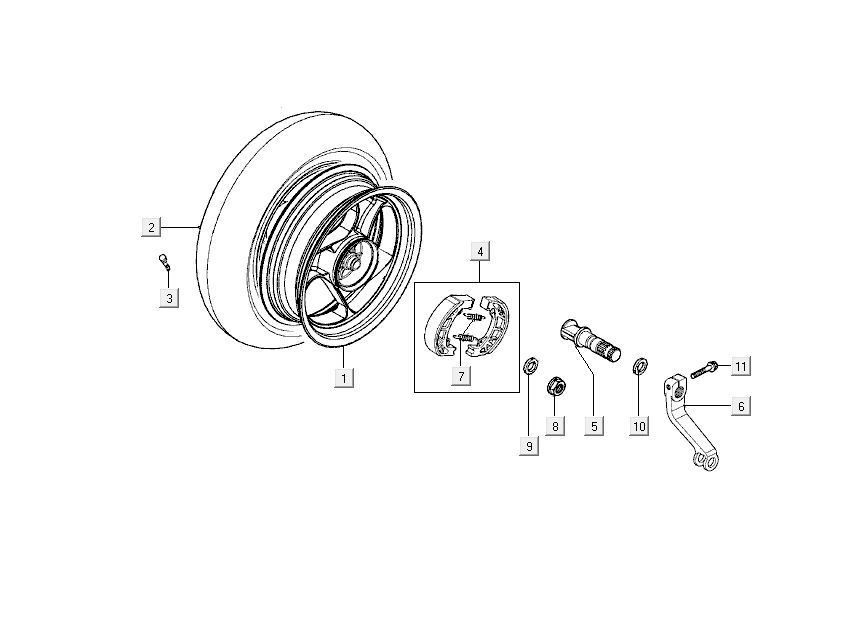 Hinterradbremse Kymco Super9 Wechselstrom o.m 2-Takt RaceBlack Gelb