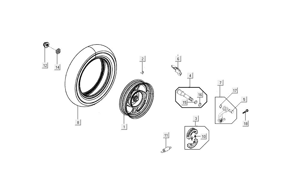 Hinterradbremse Kymco New Sento 4-Takt 50i Gold
