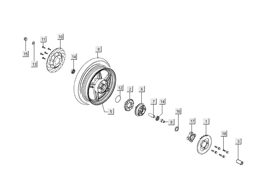 Hinterrad - Disk Kymco Nexxon 4-Takt dunkelgrau