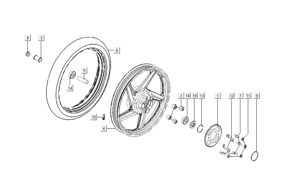 Hinterrad - Kettenrad Kymco K-Pipe 4-Takt Weiß