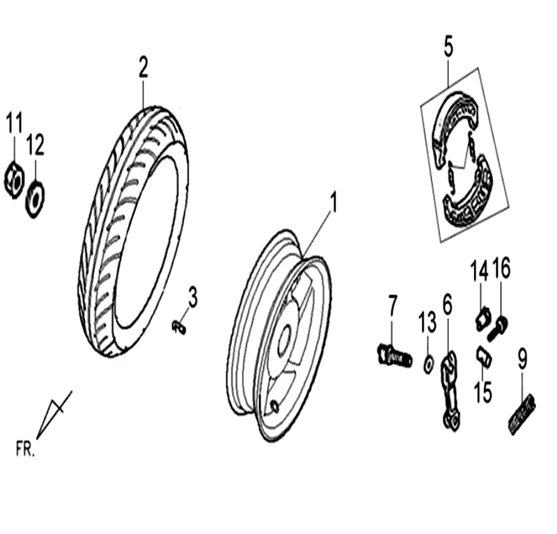 Hinterrad Sym Orbit II (WH8018P) weiß