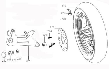 Hinterrad Benzhou ZN50QT-36 Champagner
