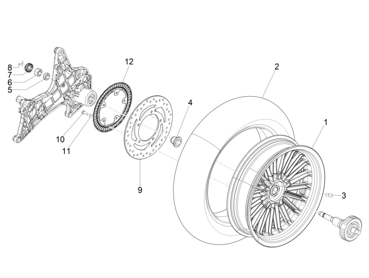Piaggio Beverly 300 IE ABS E4 Hinterrad 2016 - 2020 (EMEA)