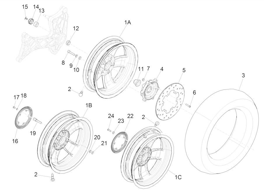 Hinterrad GTS 125 IE