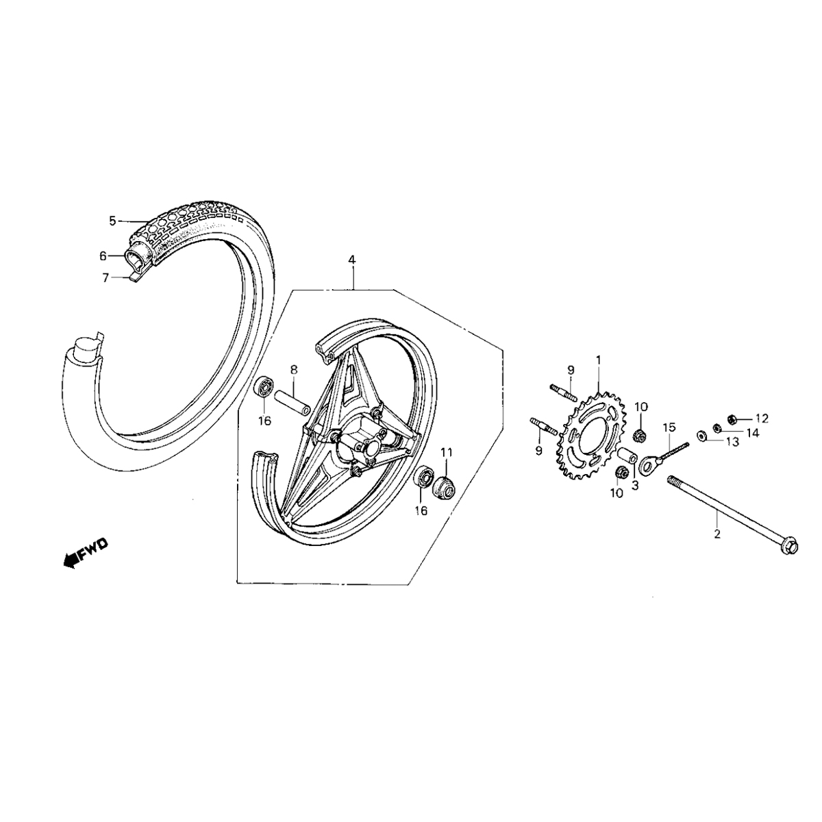 Honda MB50/MB80 Hinterrad
