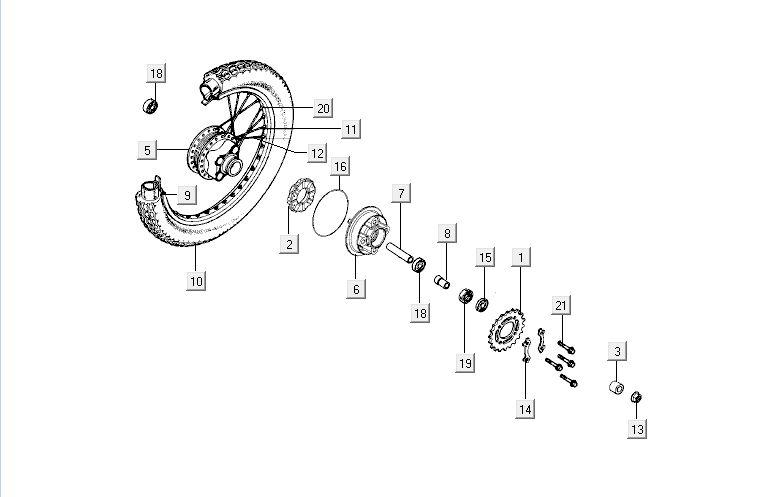 Hinterrad Kymco Activ 4-Takt rot-schwarz