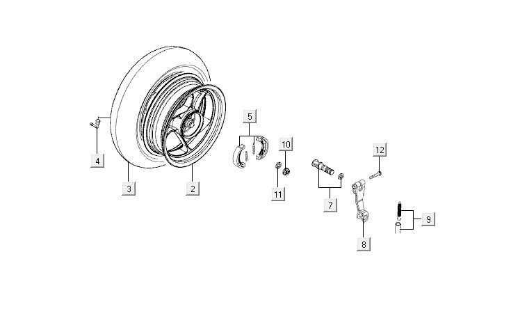 Hinterrad Kymco Agility 12 4-Takt 125 blau