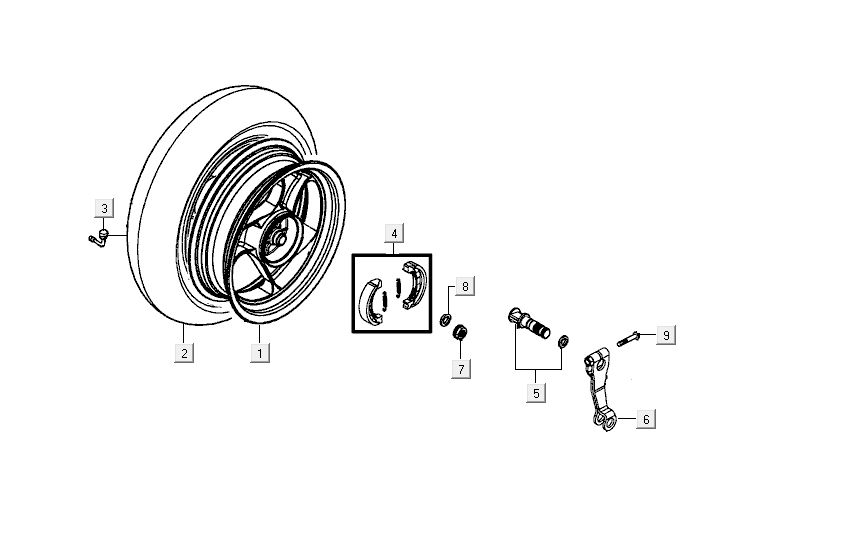 Hinterrad Kymco Carry 4-Takt weiß