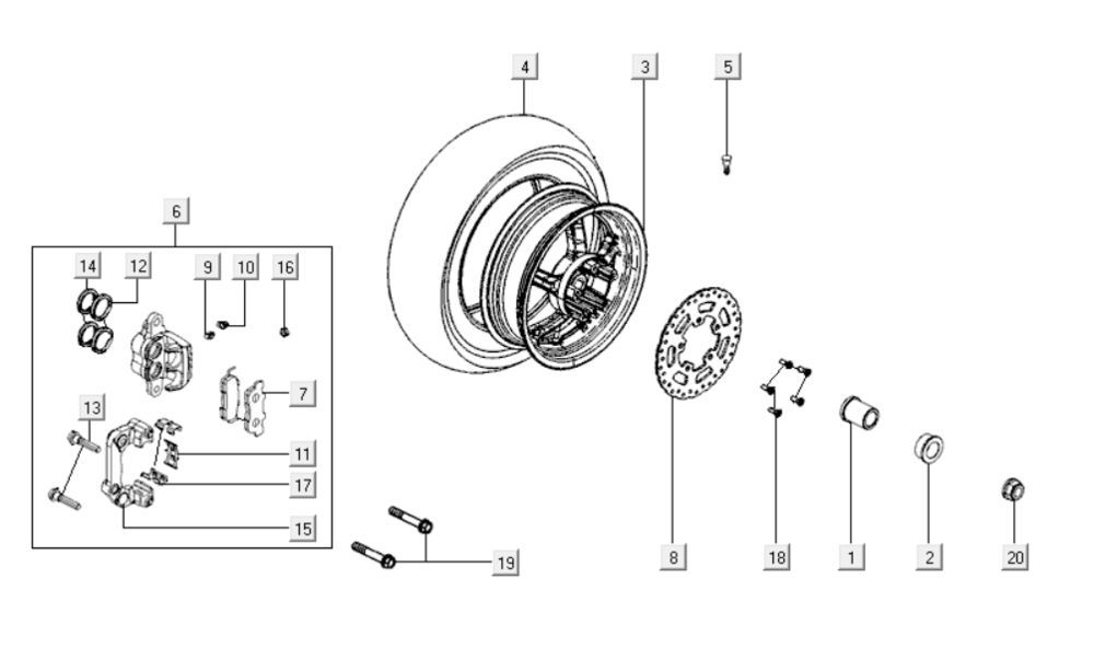 Hinterrad Kymco Downtown 300i weiß