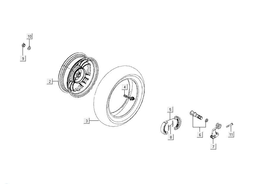 Hinterrad - Bremsbacken Kymco Like TT 50 4T AC Diamantweiß