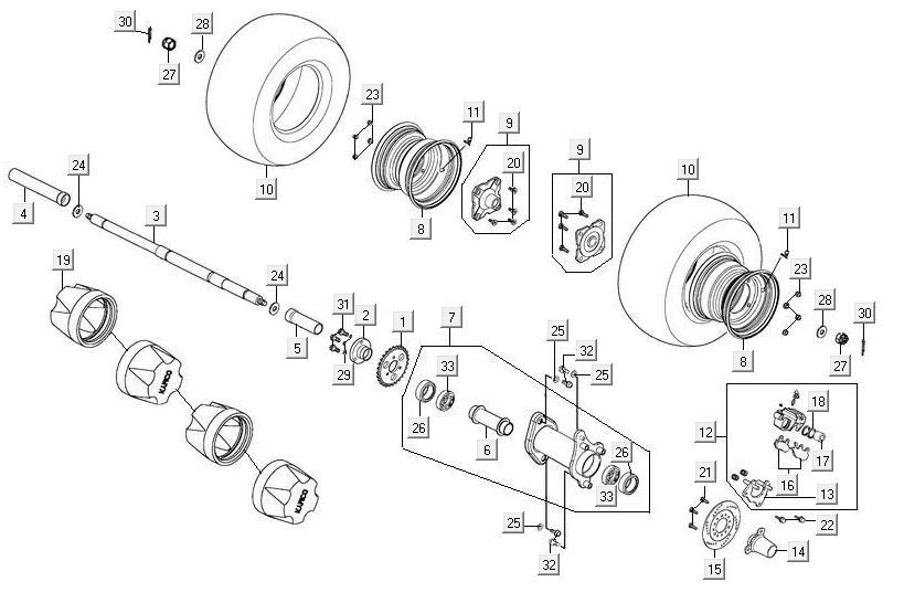 Hinterrad Kymco Maxxer 90 Schwarz