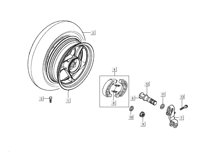 Hinterrad Kymco New Dink 4-Takt dunkelgrau