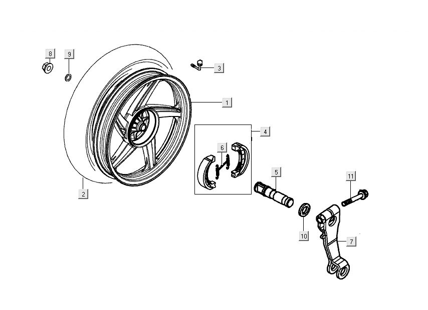 Hinterrad Kymco People S 4-Takt Electric blau