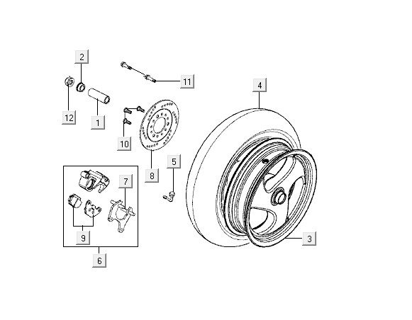Hinterrad Kymco Super9 2t lc om mattschwarz-rot
