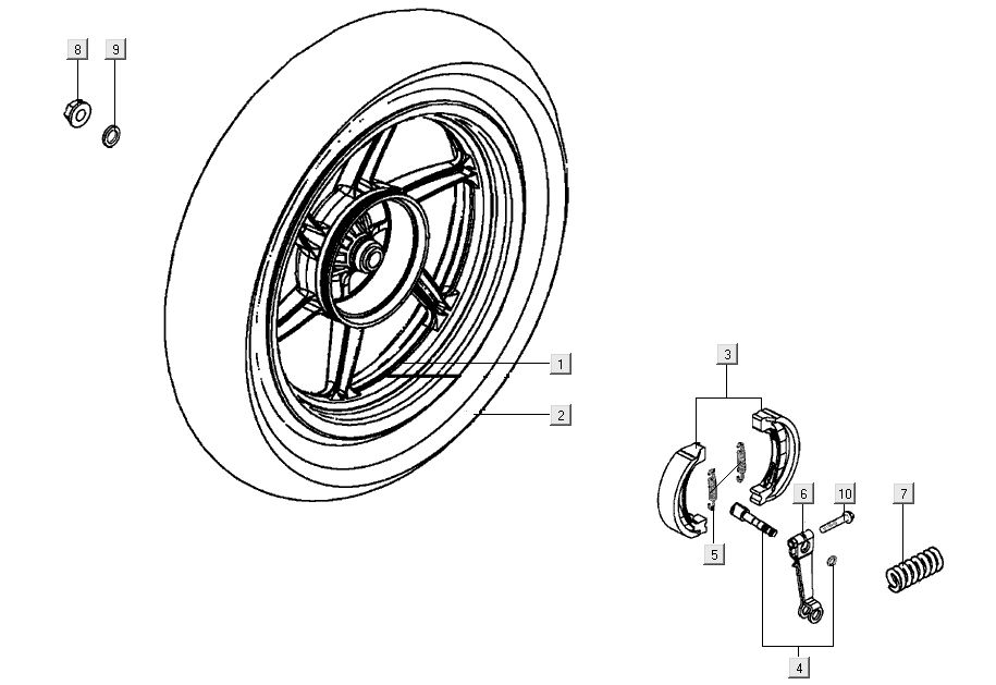 Hinterrad Kymco Super 8 Street 4-Takt blau