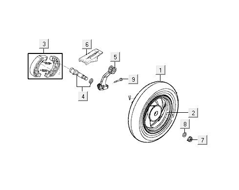 Hinterrad Kymco VP50 4t ac Eiche Metallic
