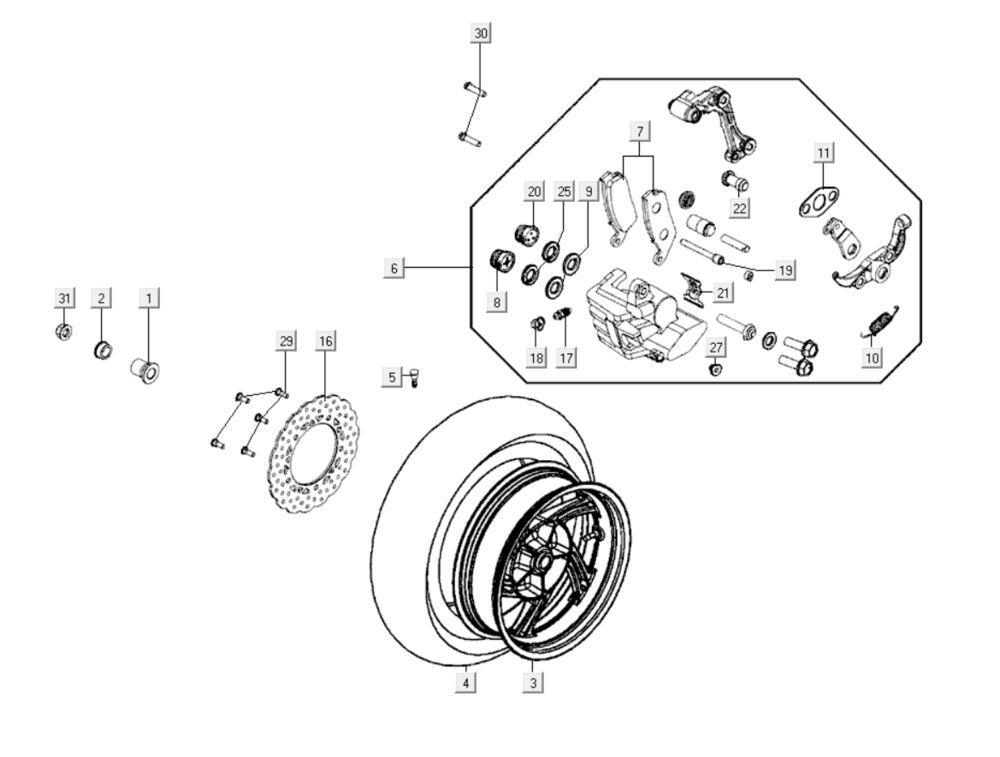 Hinterrad Kymco Xciting 400i Gelb