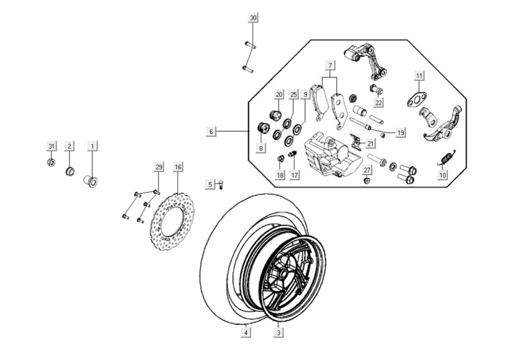 Hinterrad Kymco Xciting 400i Matt Schwarz