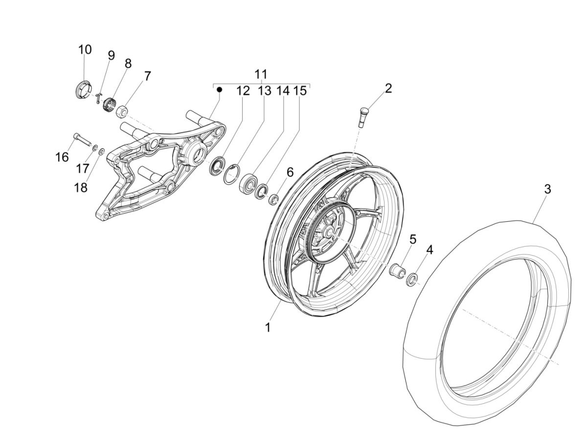 Liberty 125 IGET 4T 3V IE E4 ABS Hinterrad 2015-2019 (EMEA)