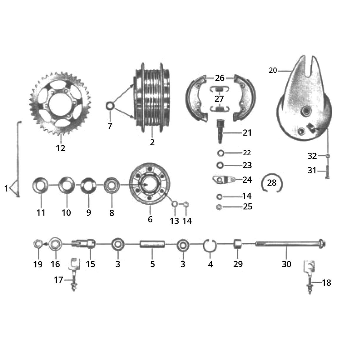 Zundapp C50 Sport 517-21LA Hinterrad