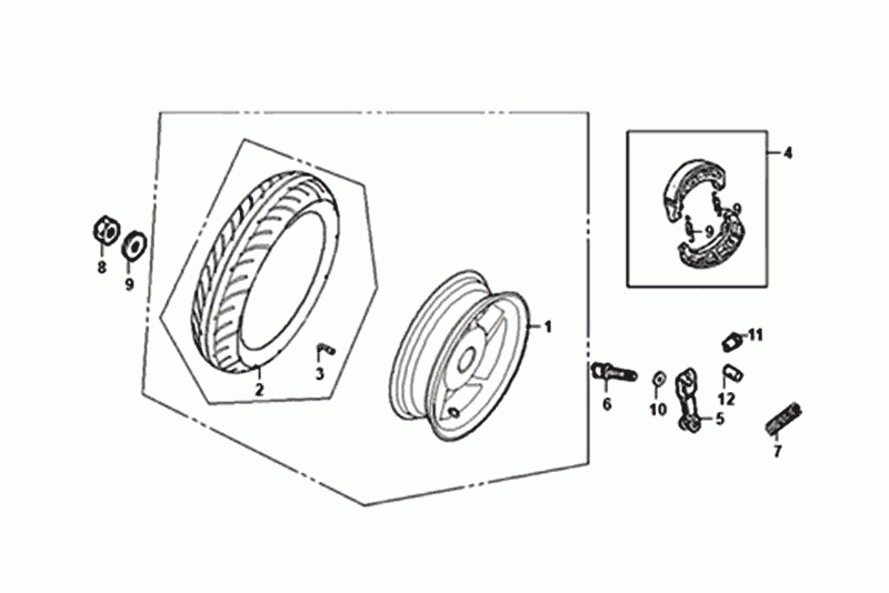 Sym Orbit III Schwarzer Hinterrad