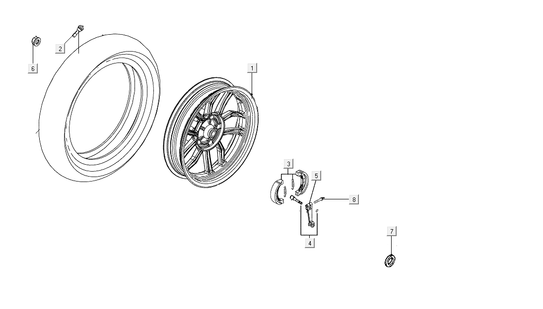 Hinterrad Kymco People S 50i E4 Blau