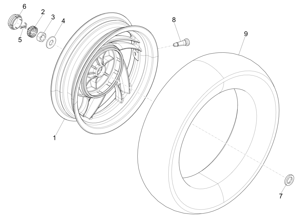 Piaggio Fly 125 4-Takt 3V IE E3 Hinterrad