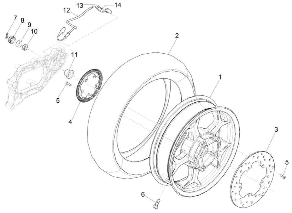 Piaggio MP3 350 Maxi Sport E4 ABS 2018-2020 Hinterrad (EMEA)