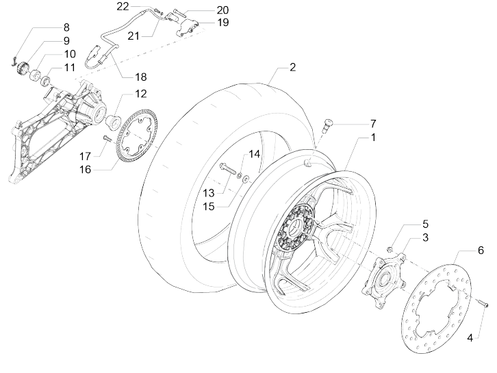 Hinterrad - Bremsscheibe  Piaggio MP3 500 LT Business 2014-2016
