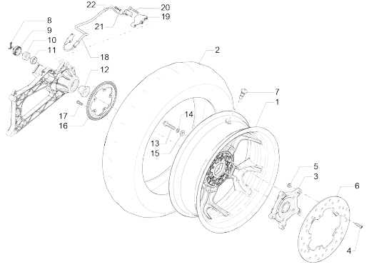 Hinterrad - Bremsscheibe Piaggio MP3 500 LT Sport 2014-2016