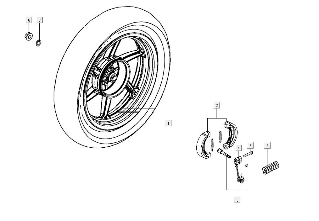 Hinterrad Kymco Super8 Street 50i E4 Matt Grau