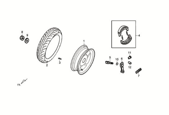 Achterwiel Sym Crox 50 E3