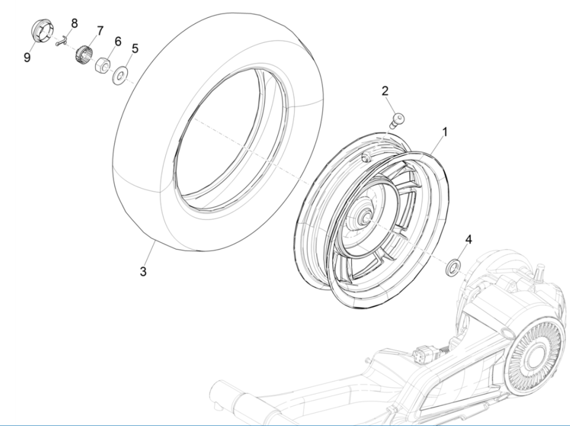 Vespa Electrica 45 KM/H Hinterstange E5 2021 (EMEA)