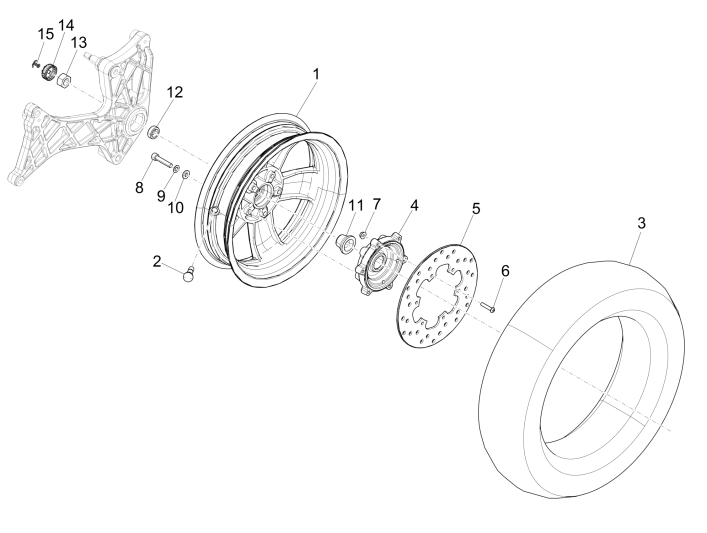 Hinterrad Vespa GTS 250 dh 2005-2016 (ohne ABS)