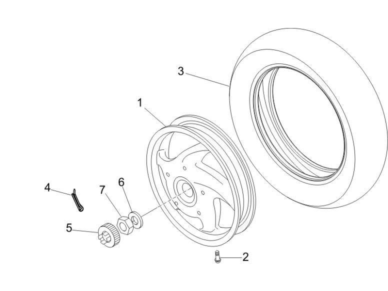 Hinterrad Vespa Lxv 25km 4-Takt-2-Ventil