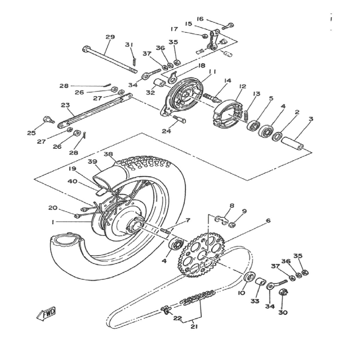 Achterwiel Yamaha DT-50 MX
