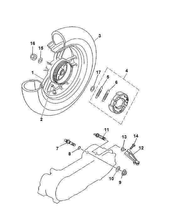 Hinterrad Yamaha Neo's 2-Takt (bis 2003)